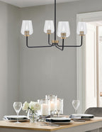 Sandia Four Light Chandelier in Matte Black & New Age Brass with Clear Bubble Shade