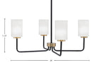 Sandia Four Light Chandelier in Matte Black & New Age Brass with White Marble Shade