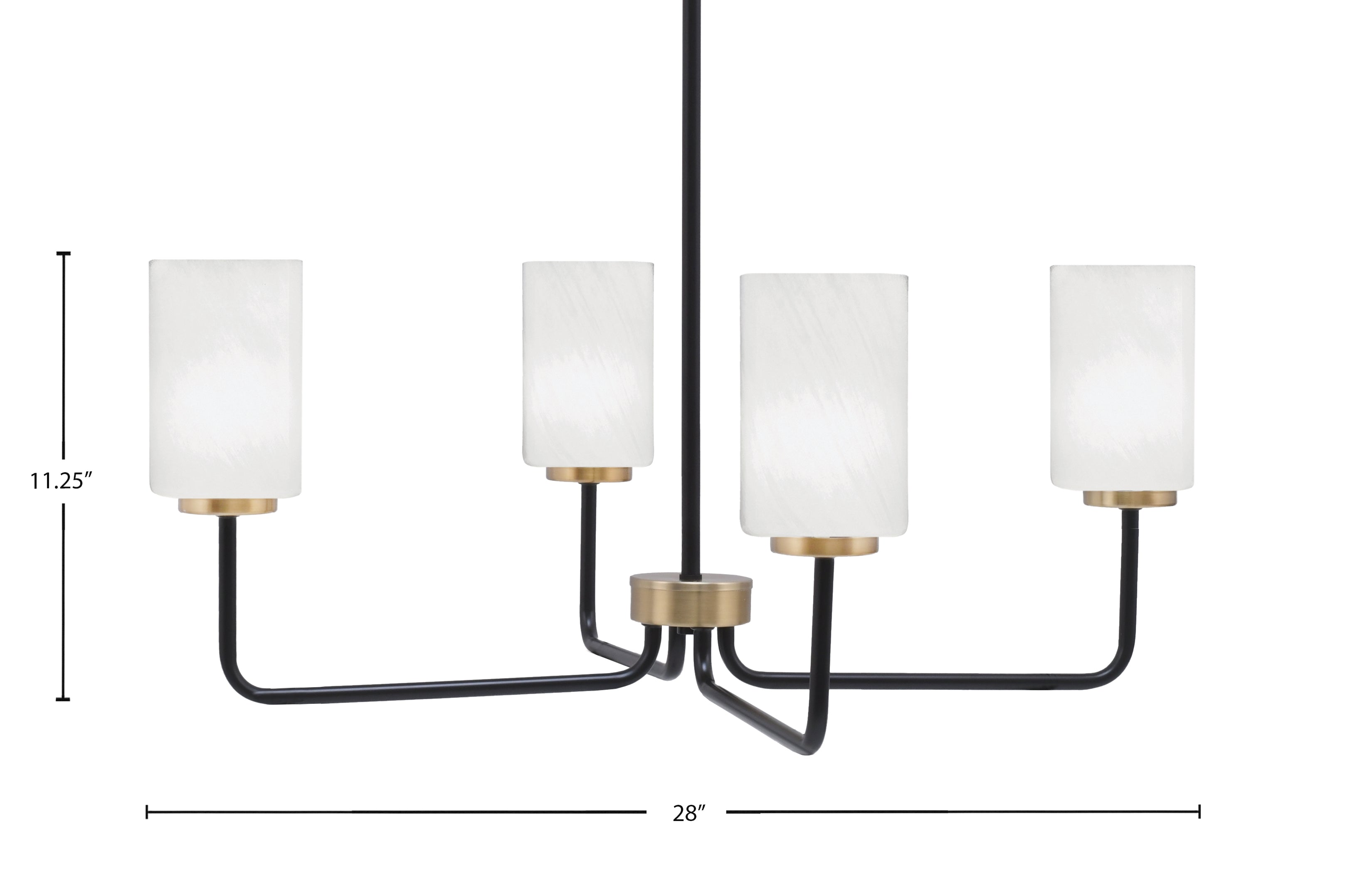 Sandia Four Light Chandelier in Matte Black & New Age Brass with White Marble Shade