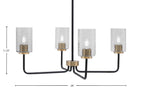 Sandia Four Light Chandelier in Matte Black & New Age Brass with Smoke Bubble Shade