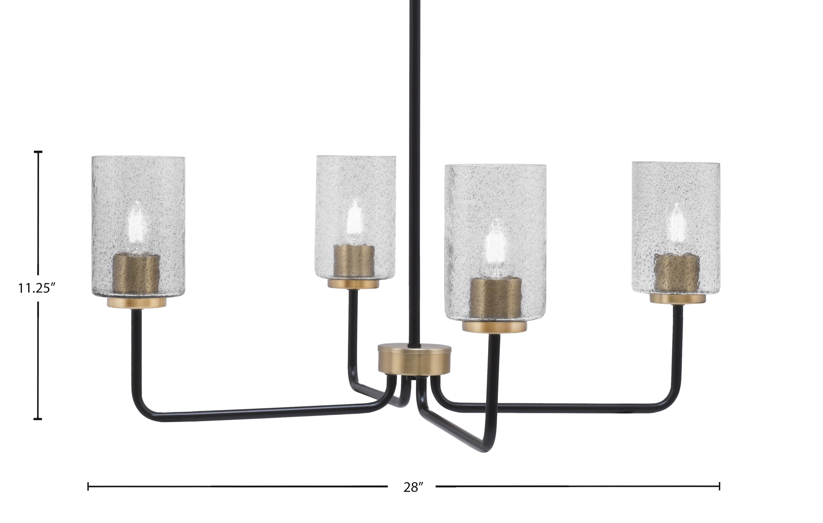 Sandia Four Light Chandelier in Matte Black & New Age Brass with Smoke Bubble Shade
