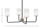 Sandia Four Light Chandelier in Matte Black & New Age Brass with White Muslin Shade
