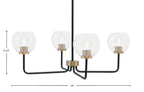Sandia Four Light Chandelier in Matte Black & New Age Brass with Clear Bubble Shade