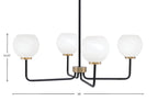 Sandia Four Light Chandelier in Matte Black & New Age Brass with White Marble Shade