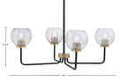 Sandia Four Light Chandelier in Matte Black & New Age Brass with Smoke Bubble Shade