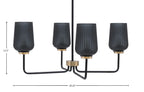 Sandia Four Light Chandelier in Matte Black & New Age Brass with Smoke Textured Shade