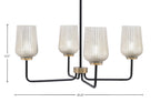 Sandia Four Light Chandelier in Matte Black & New Age Brass with Silver Textured Shade