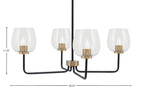 Sandia Four Light Chandelier in Matte Black & New Age Brass with Clear Bubble Shade
