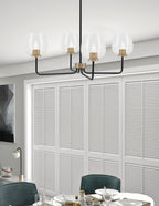 Sandia Four Light Chandelier in Matte Black & New Age Brass with Clear Bubble Shade