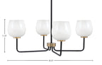 Sandia Four Light Chandelier in Matte Black & New Age Brass with White Marble Shade