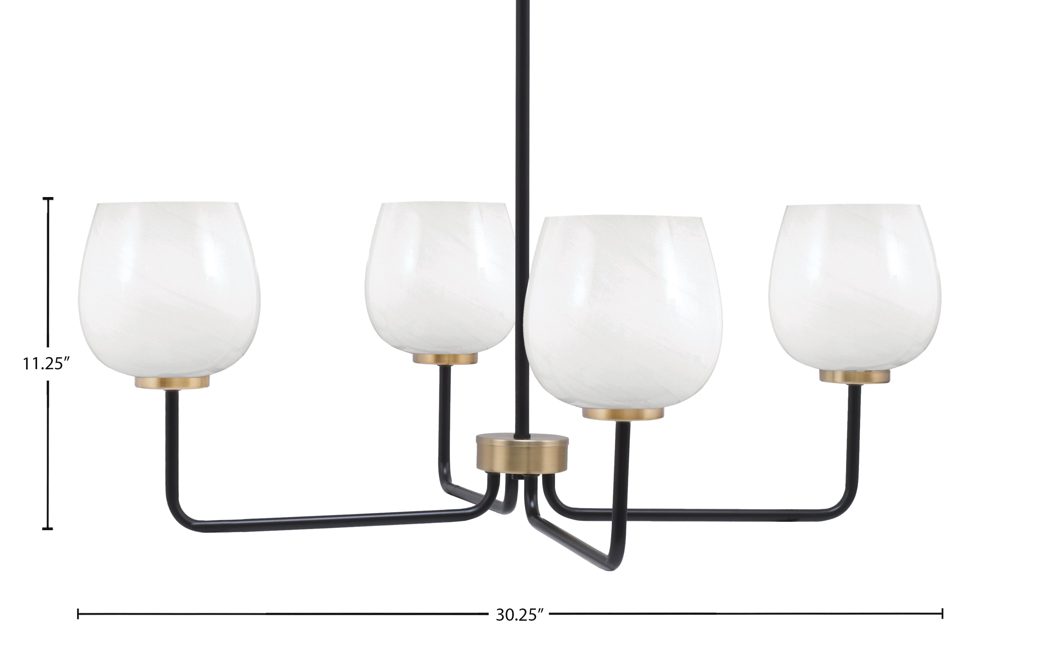 Sandia Four Light Chandelier in Matte Black & New Age Brass with White Marble Shade