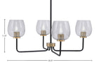 Sandia Four Light Chandelier in Matte Black & New Age Brass with Smoke Bubble Shade