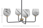 Sandia Four Light Chandelier in Matte Black & New Age Brass with Onyx Swirl Shade