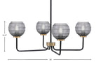 Sandia Four Light Chandelier in Matte Black & New Age Brass with Smoke Ribbed Shade