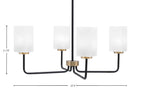 Sandia Four Light Chandelier in Matte Black & New Age Brass with White Marble Shade