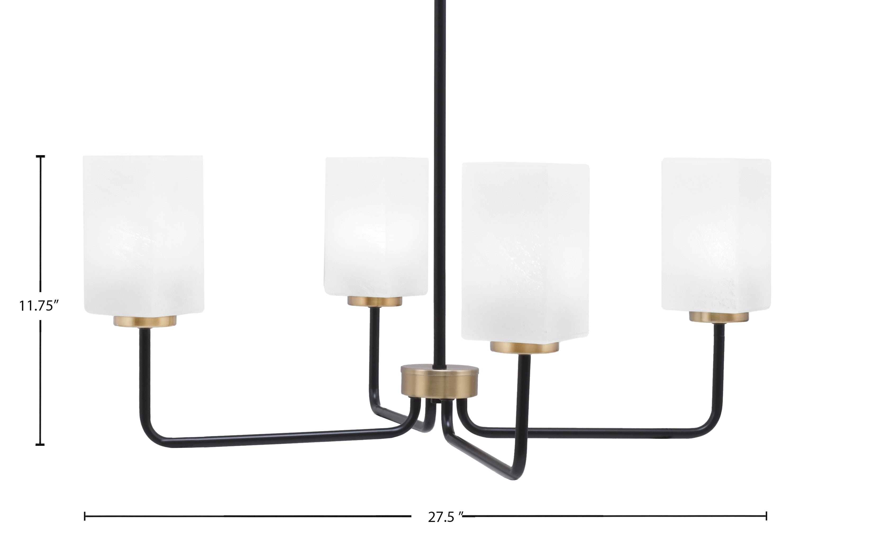 Sandia Four Light Chandelier in Matte Black & New Age Brass with White Marble Shade
