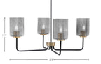 Sandia Four Light Chandelier in Matte Black & New Age Brass with Smoke Bubble Shade