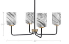 Sandia Four Light Chandelier in Matte Black & New Age Brass with Onyx Swirl Shade