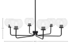 Sandia Six Light Chandelier in Matte Black with Clear Bubble Shade