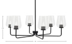 Sandia Six Light Chandelier in Matte Black with Clear Bubble Shade