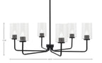 Sandia Six Light Chandelier in Matte Black with Clear Bubble Shade