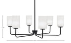 Sandia Six Light Chandelier in Matte Black with White Marble Shade