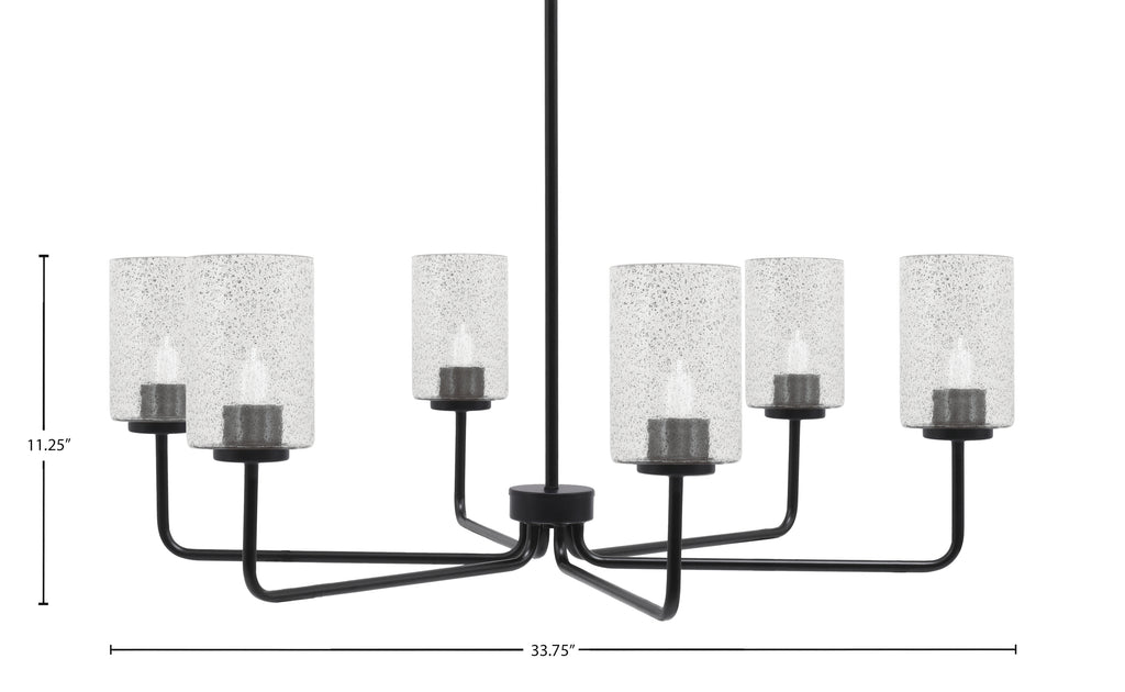 Sandia Six Light Chandelier in Matte Black with Smoke Bubble Shade