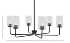 Sandia Six Light Chandelier in Matte Black with Smoke Bubble Shade