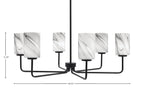 Sandia Six Light Chandelier in Matte Black with Onyx Swirl Shade