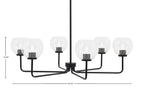 Sandia Six Light Chandelier in Matte Black with Clear Bubble Shade