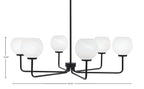 Sandia Six Light Chandelier in Matte Black with White Marble Shade
