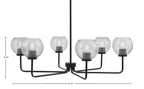 Sandia Six Light Chandelier in Matte Black with Smoke Bubble Shade