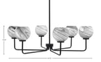 Sandia Six Light Chandelier in Matte Black with Onyx Swirl Shade