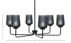 Sandia Six Light Chandelier in Matte Black with Smoke Textured Shade