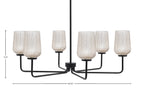 Sandia Six Light Chandelier in Matte Black with Silver Textured Shade