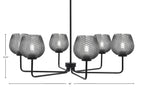 Sandia Six Light Chandelier in Matte Black with Smoke Textured Shade