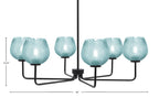 Sandia Six Light Chandelier in Matte Black with Turquoise Textured Shade