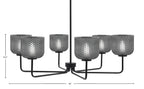 Sandia Six Light Chandelier in Matte Black with Smoke Textured Shade