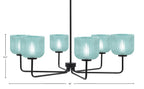 Sandia Six Light Chandelier in Matte Black with Turquoise Textured Shade