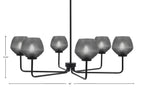 Sandia Six Light Chandelier in Matte Black with Smoke Textured Shade