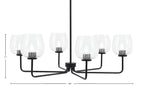 Sandia Six Light Chandelier in Matte Black with Clear Bubble Shade