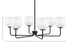 Sandia Six Light Chandelier in Matte Black with White Marble Shade