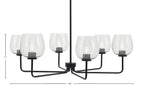 Sandia Six Light Chandelier in Matte Black with Smoke Bubble Shade