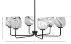 Sandia Six Light Chandelier in Matte Black with Onyx Swirl Shade