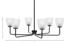 Sandia Six Light Chandelier in Matte Black with Clear Ribbed Shade