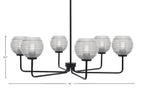 Sandia Six Light Chandelier in Matte Black with Clear Ribbed Shade