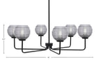 Sandia Six Light Chandelier in Matte Black with Smoke Ribbed Shade