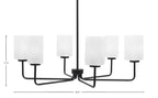 Sandia Six Light Chandelier in Matte Black with White Marble Shade
