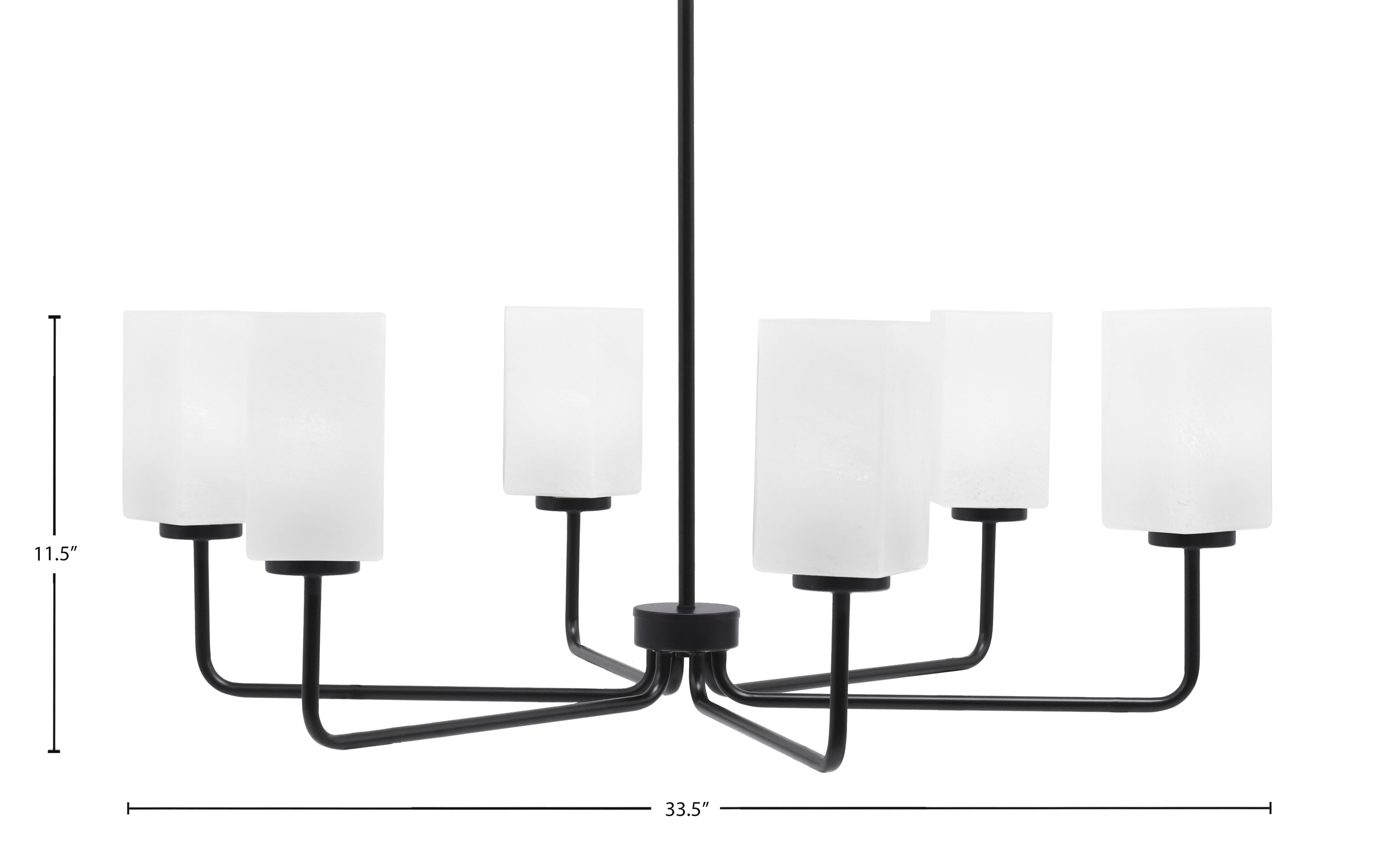 Sandia Six Light Chandelier in Matte Black with White Marble Shade