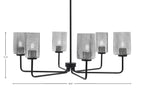 Sandia Six Light Chandelier in Matte Black with Smoke Bubble Shade